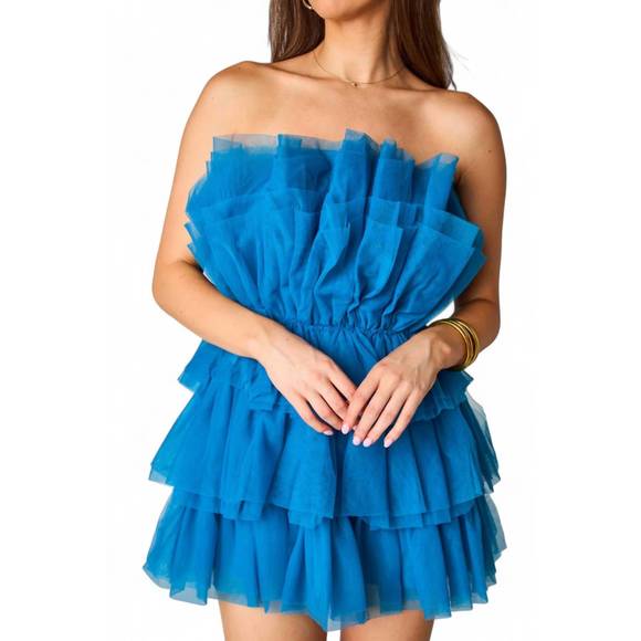 NEW BUDDYLOVE powder puff strapless tulle mini dress in indigo - Picture 1 of 4